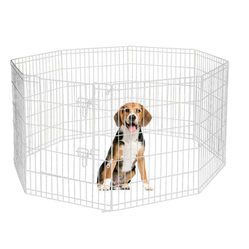 PaWz Pet Dog Playpen Puppy Exercise 8 Panel Enclosure Fence Silver With Door 36" PaWz